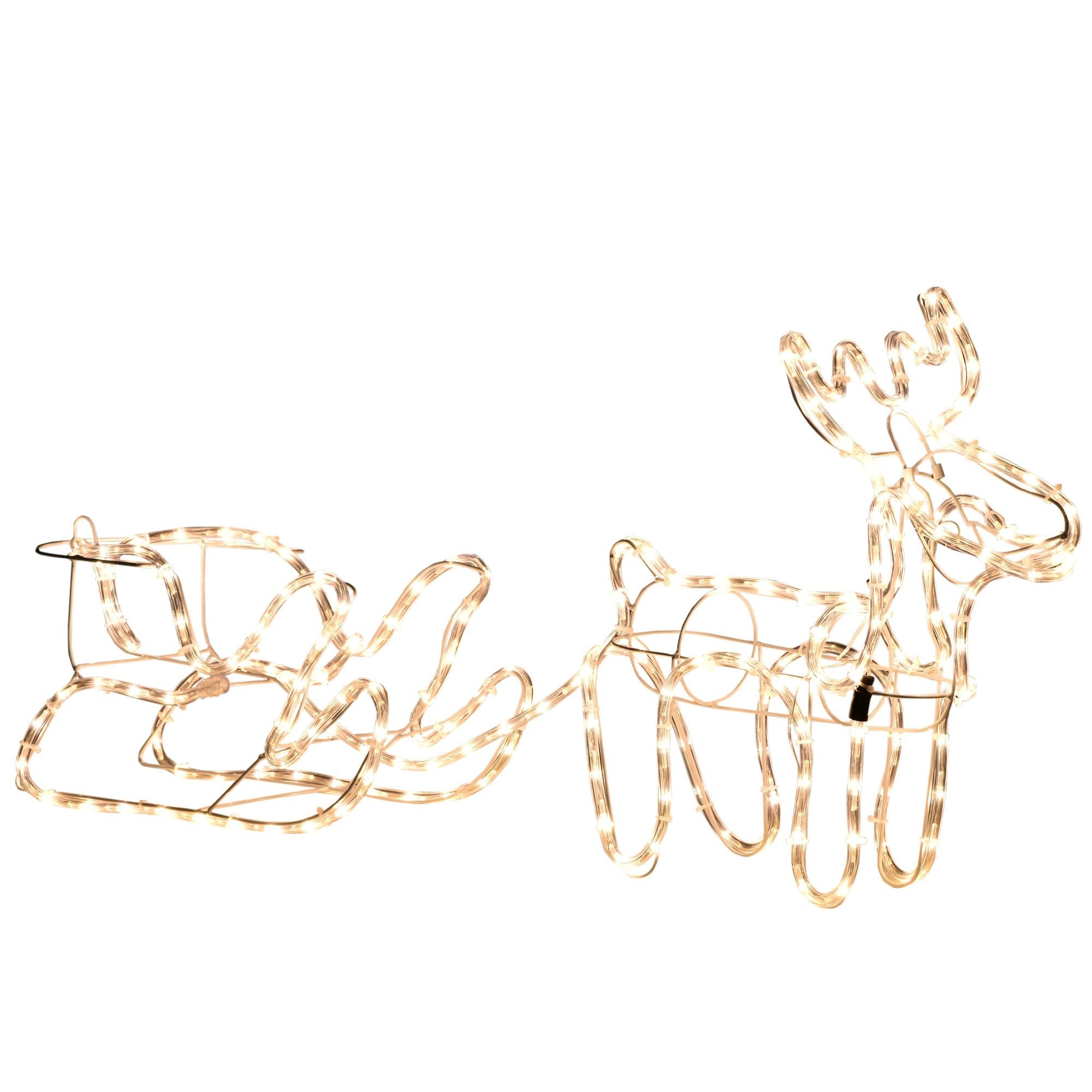 Outsunny LED Weihnachtsrentier und Schlitten Deko 35 warmweiße Lichter Stahlrahmen für Hof Innen- und Außenbereich