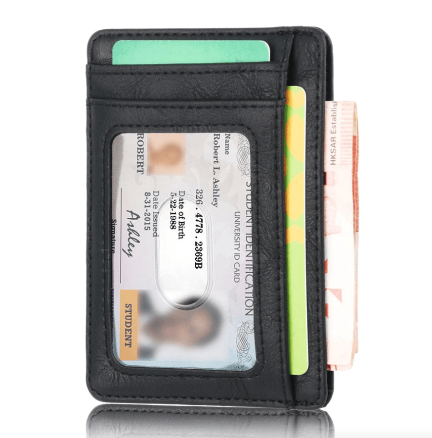 Herren Leder Slim Wallet Kreditkartenetui RFID Blocker Geldbörse Ausweis Geldfach PU USA
