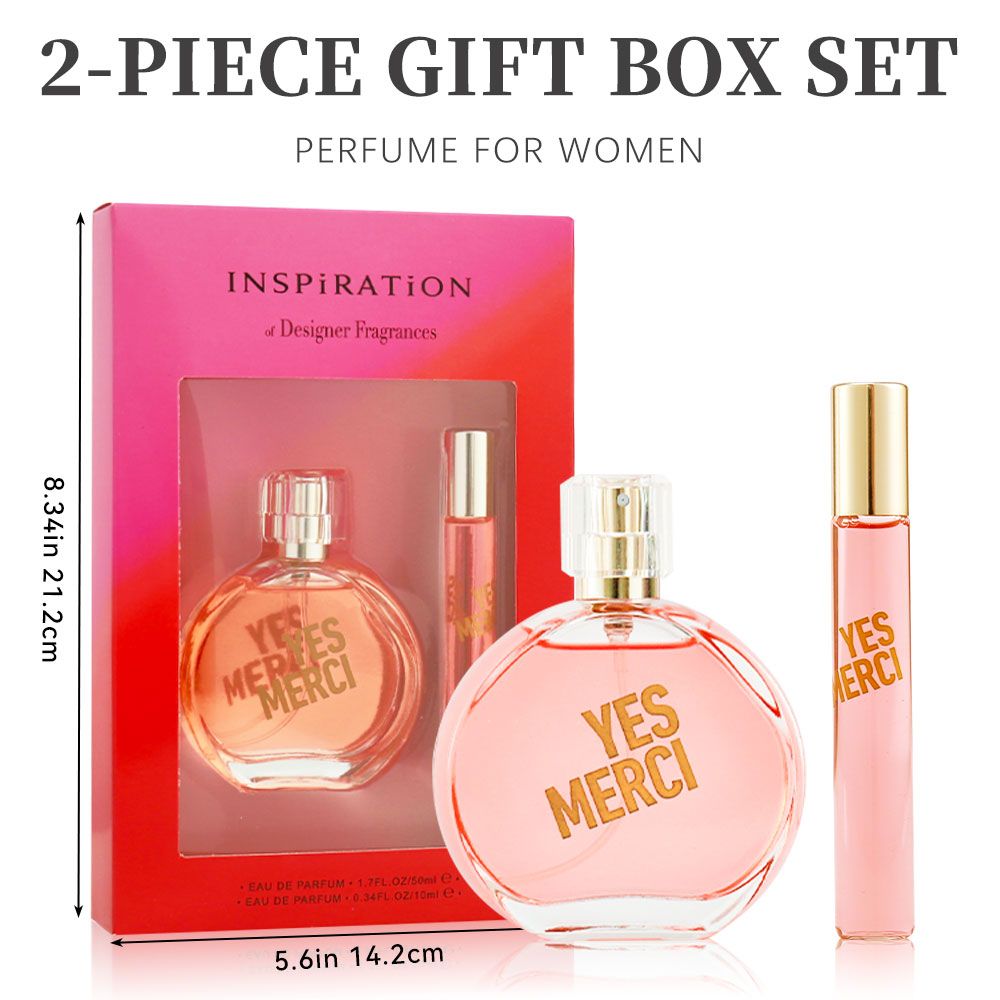 2-teiliges Set, Damen-Eau de Parfum Geschenkbox, langanhaltender Duft, Noten von Wassermelone, Birne, Tee, Acai-Beere, für Weihnachtsgeschenke, Dating, Alltag, 50 ml Parfüm, 10 ml Parfüm