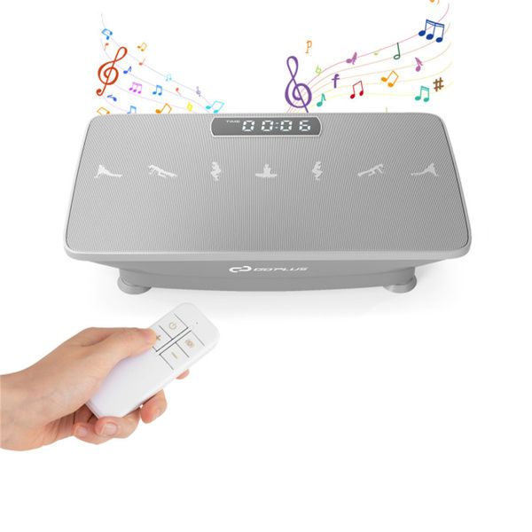 Graue Ganzkörper-Vibrationsplatte, 10 einstellbare Geschwindigkeitsstufen mit Fernbedienung & Musikfunktion, 200 kg Tragkraft