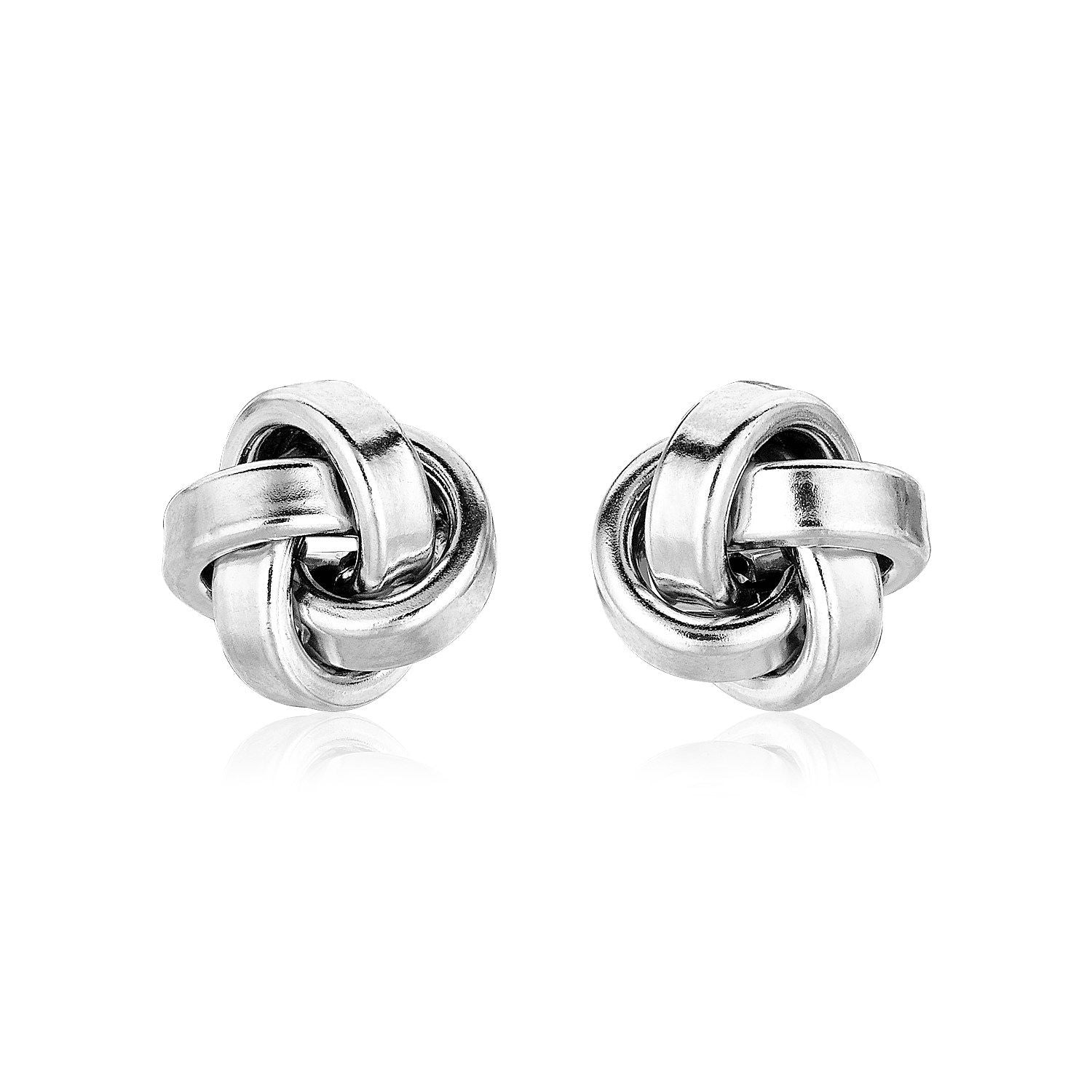 Boucles d'oreilles nœud d'amour polies en argent sterling (10 mm)