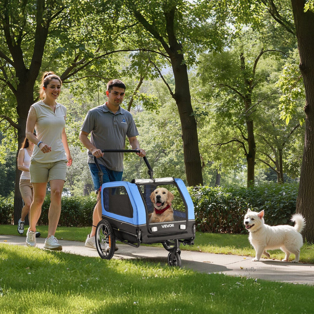 Hunde-Fahrradanhänger, Belastbar bis 40 kg, 2-in-1 Haustierwagen und Fahrradanhänger für kleine und große Hunde, einfach klappbarer Rahmen mit Schnellspannrad, universelle Fahrradkupplung, interne Leine