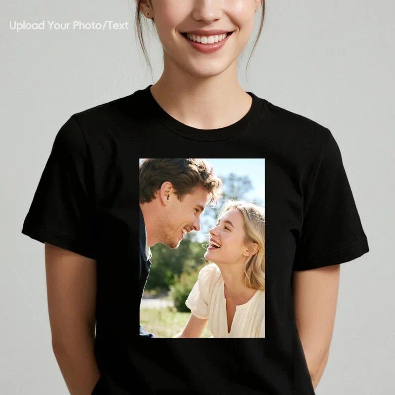 T-shirt photo personnalisé Motif sur mesure Coton 230g Manches courtes Téléchargement de photo Mariage Hommes & Femmes Toutes tailles - (Vous devez télécharger l'image)