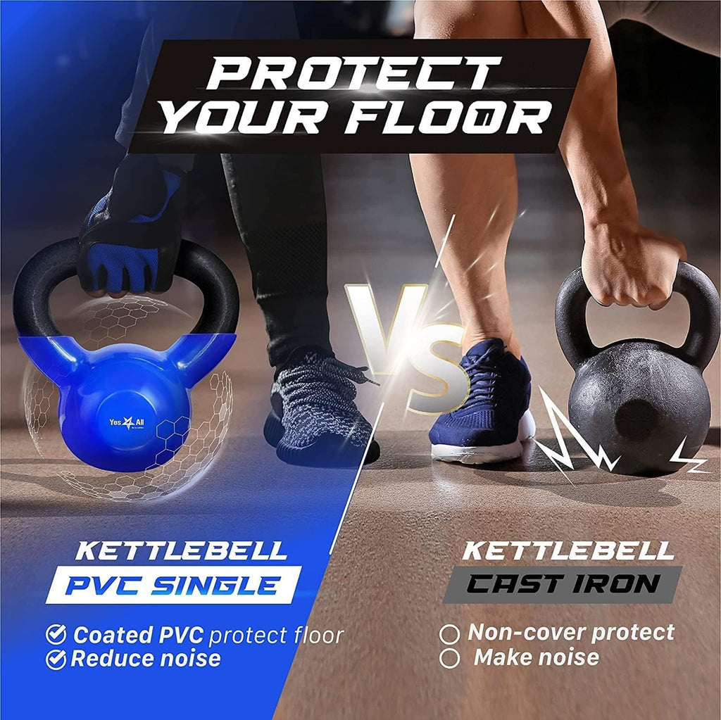 Kettlebell, 5-100 LB Vinylbeschichtete Gusseisen Kettlebells für Krafttraining, Home Gym Übungen, Fitness, Ganzkörpertraining, Liegestütze und Griffkraft