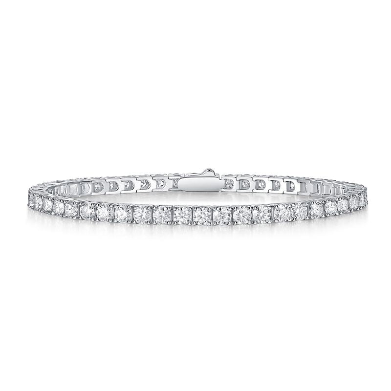 Einzigartig - Ein modisches Armband- und Armreif-Schmuckset mit 0,1 Karat Moissan-Diamanten, S925 Sterlingsilber und platinierten Diamanten