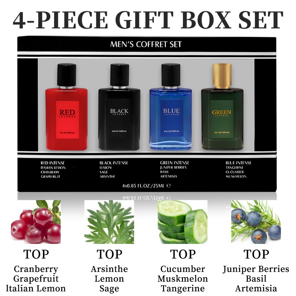 4-teiliges Set, Herren Eau De Toilette Spray Geschenkbox, Lang anhaltender Duft, 4 verschiedene Aromen, 25ml/Flasche, Valentinstag und andere Festlichkeiten