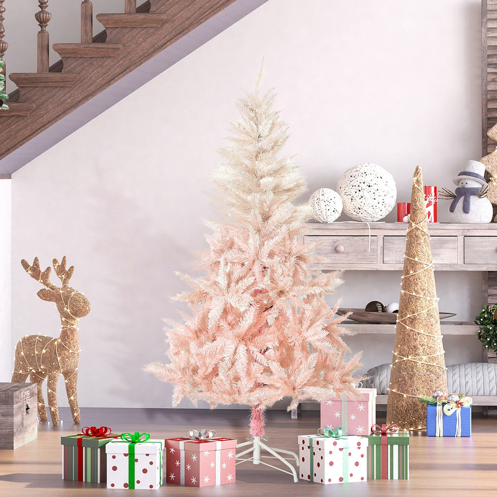 HOMCOM 150 cm Bleistift-Weihnachtsbaum, rosa Weihnachtsbaum mit 450 Zweigen und abnehmbarem Ständer, Weihnachtsdekoration für Hauspartys, Pink