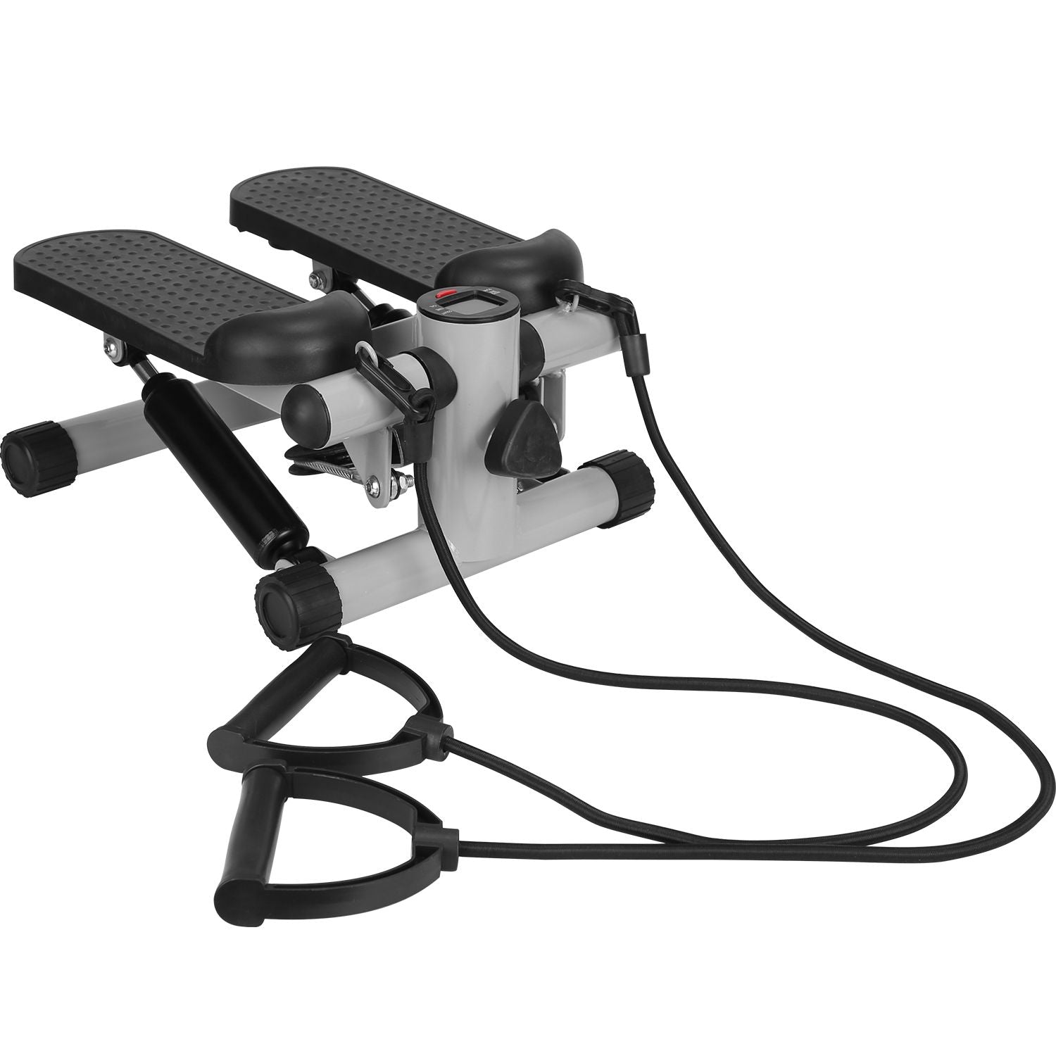 Heimtrainer Stepper für Damen Mini Fitness Stepper mit 2 Widerstandsbändern LCD-Monitor Max. 150 kg Belastung Treppensteiger Leiser Stepper