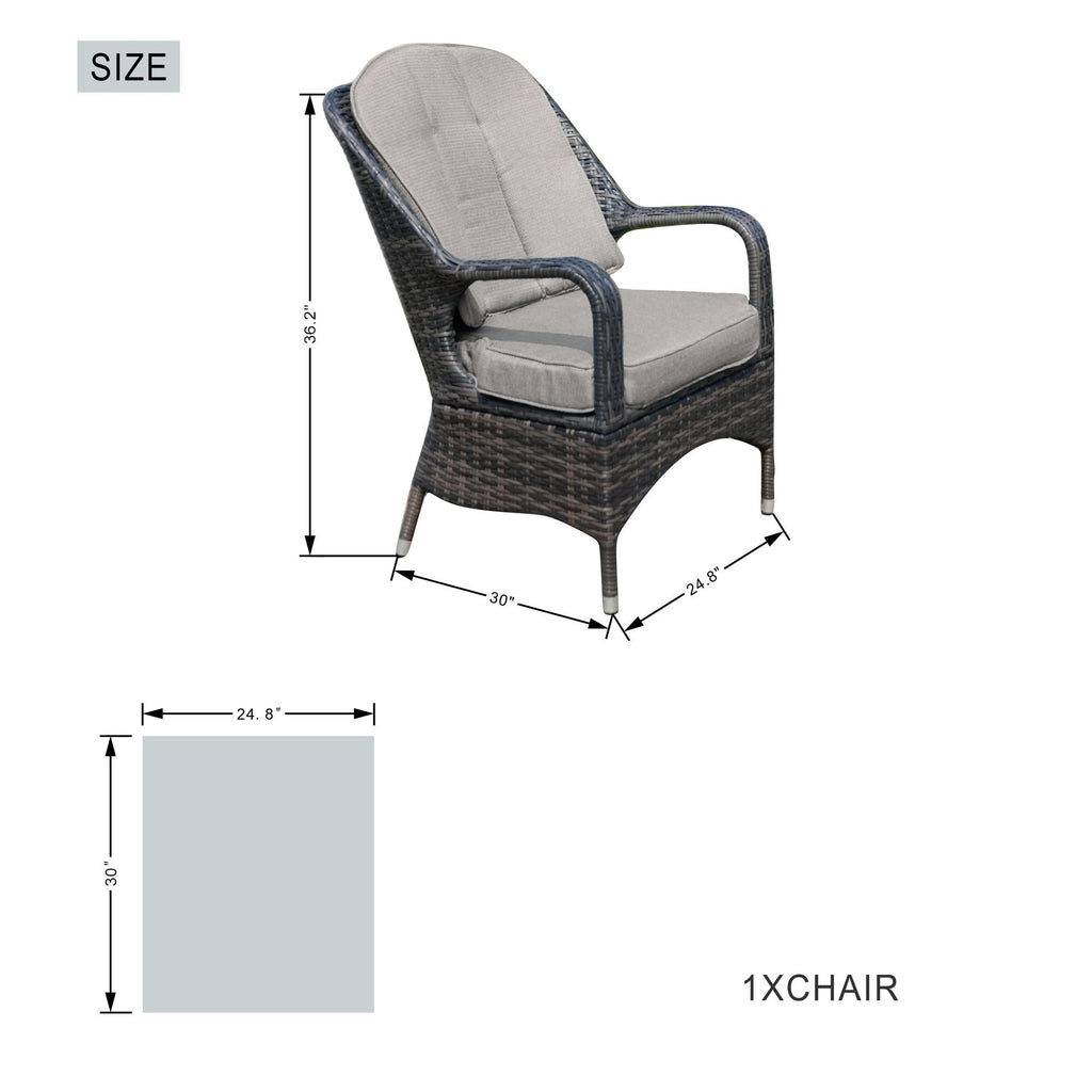 Ensemble de salle à manger d'extérieur Direct Wicker avec foyer – Table rectangulaire en aluminium 6 places et chaises en rotin