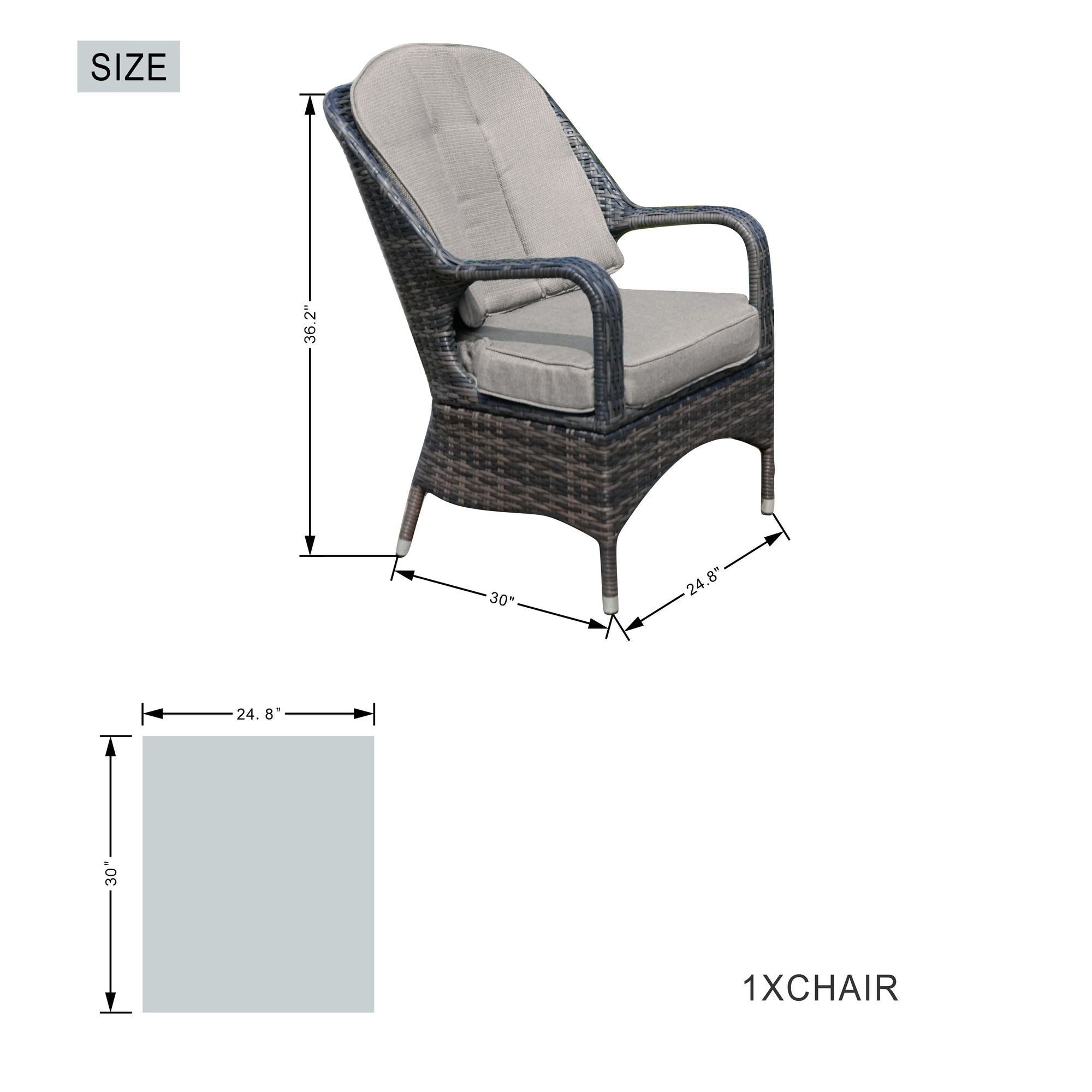 Ensemble de salle à manger d'extérieur Direct Wicker avec foyer – Table rectangulaire en aluminium 6 places et chaises en rotin