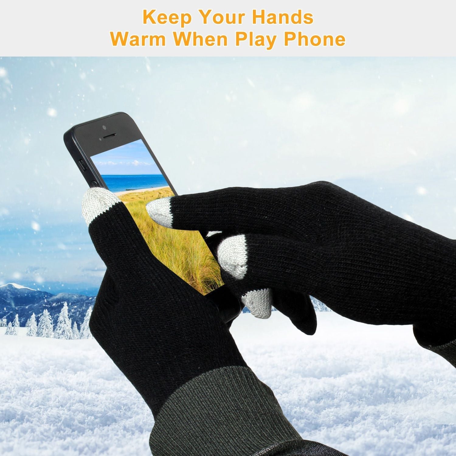 Gants écran tactile unisexe à doigts complets Gants tricotés chauds d'hiver pour la chaleur Course Cyclisme Camping Randonnée