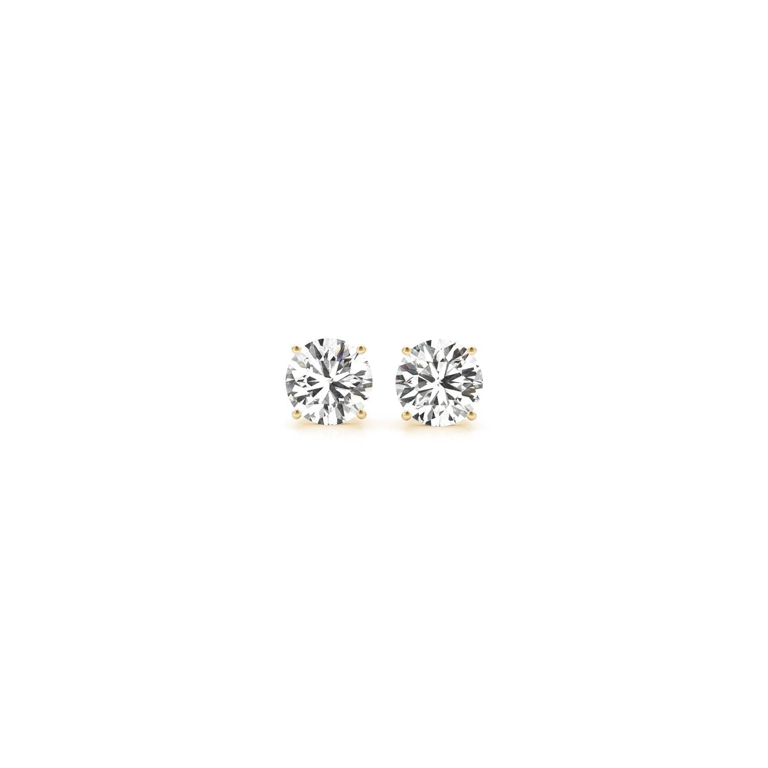 1/2 Karat runder, im Labor gezüchteter Diamant-Ohrstecker aus 585er Gelbgold (G/VS2)