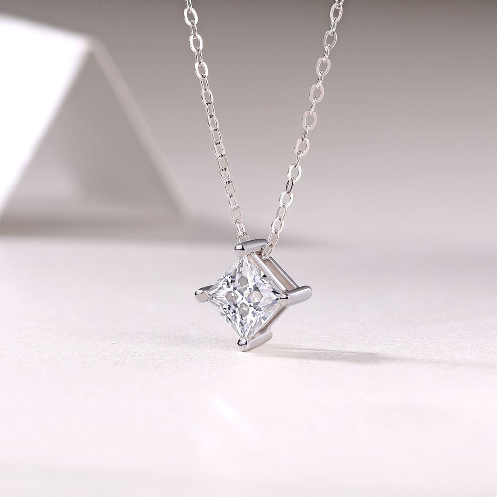 Zusammenbleiben – quadratischer Moissanit-Anhänger aus Sterlingsilber 925 und Platin, modischer Diamantschmuck