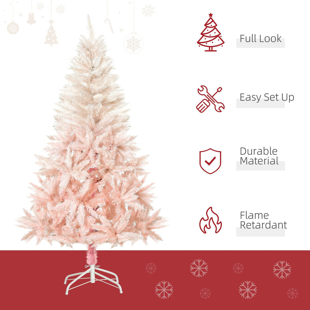HOMCOM 150 cm Bleistift-Weihnachtsbaum, rosa Weihnachtsbaum mit 450 Zweigen und abnehmbarem Ständer, Weihnachtsdekoration für Hauspartys, Pink