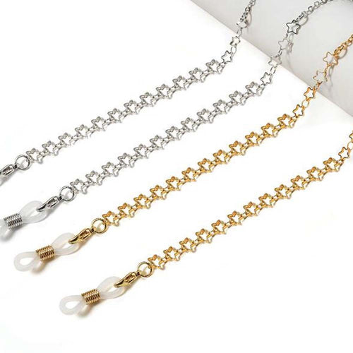 2 Stück Gold Silber Metall Brillenkette Sterne Mehrzweck Lesebrillenkette Halskette Brillenband Sonnenbrillenhalter