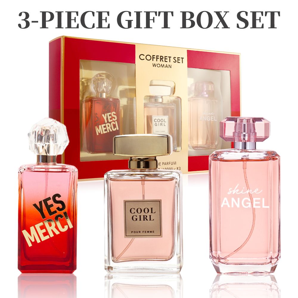 3-teiliges Set, Eau de Parfum Spray Geschenkbox für Damen, langanhaltender Duft, 3 verschiedene Duftrichtungen, perfekt für Weihnachtsgeschenke, Dating, Alltag, Partys, 100 ml/Flasche