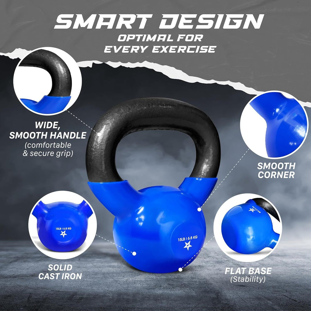 Kettlebell, 5-100 LB Vinylbeschichtete Gusseisen Kettlebells für Krafttraining, Home Gym Übungen, Fitness, Ganzkörpertraining, Liegestütze und Griffkraft