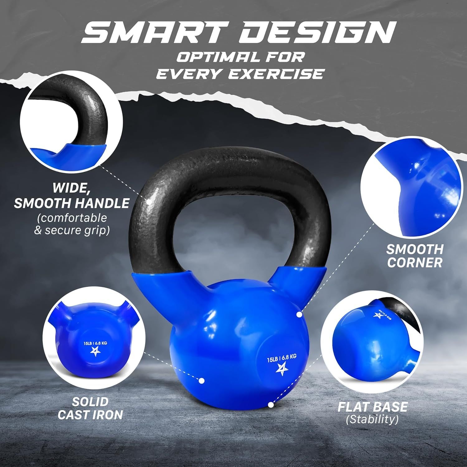 Kettlebell, 5-100 LB Vinylbeschichtete Gusseisen Kettlebells für Krafttraining, Home Gym Übungen, Fitness, Ganzkörpertraining, Liegestütze und Griffkraft