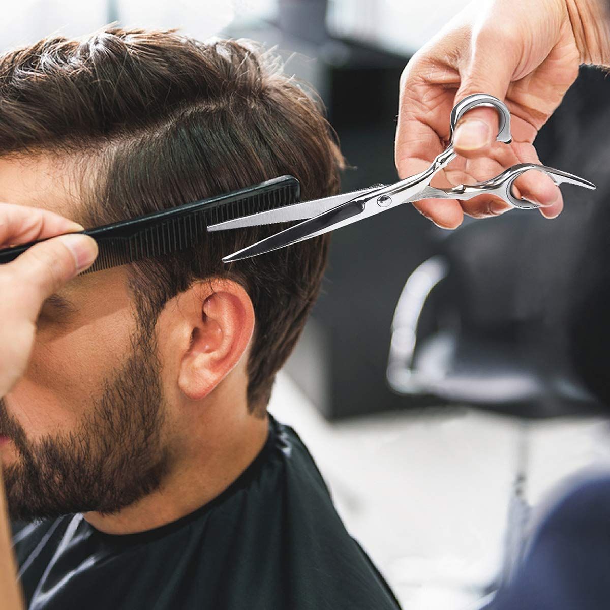 Haarschneidescheren-Set, 6 Zoll Friseur-Ausdünnschere zum Haarschneiden für Damen, Herren, Kinder - Silber