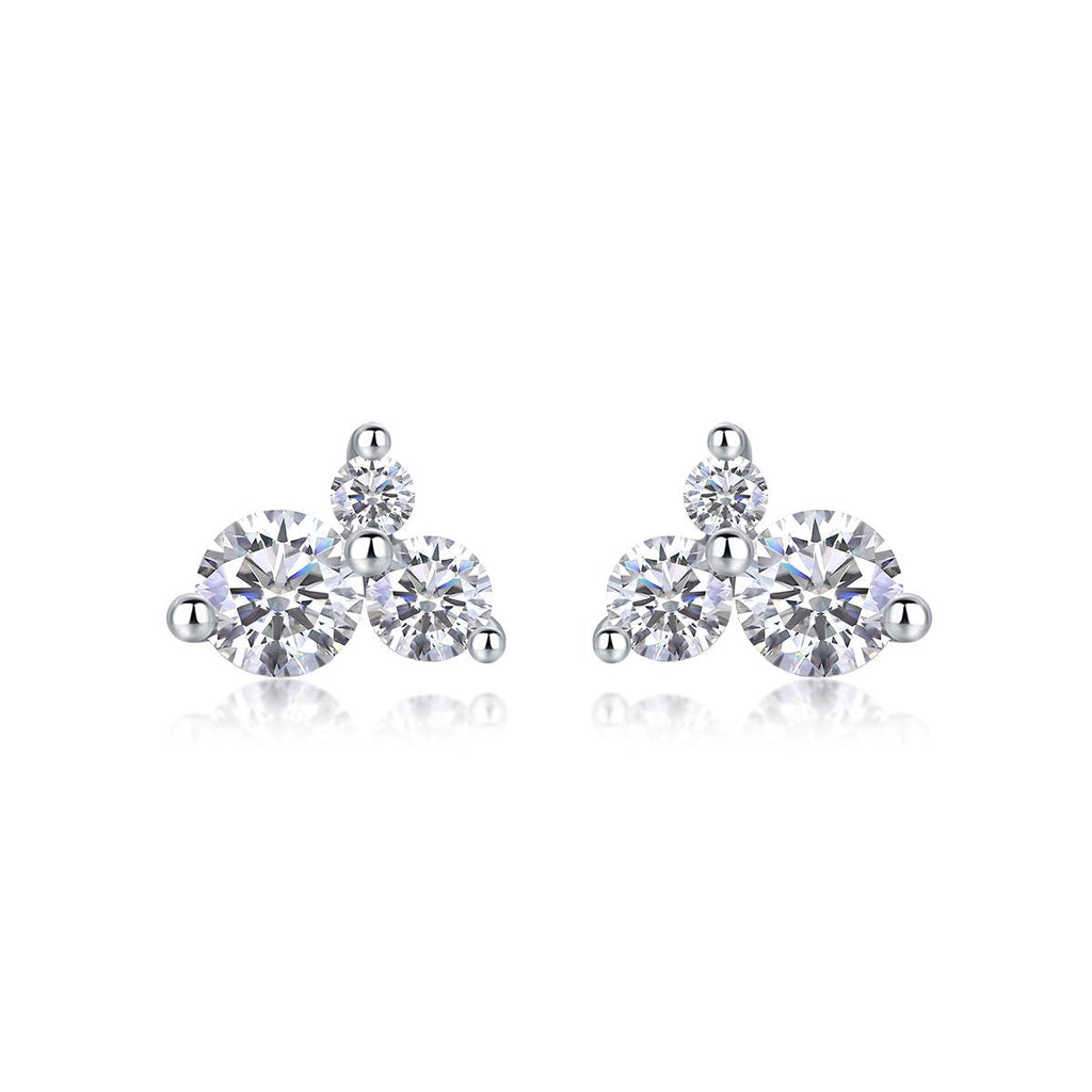 Waves-Set mit Moissanit 0.3 Karat S925 Sterlingsilber und platinbeschichtete Ohrstecker Modeschmuck Silberschmuck