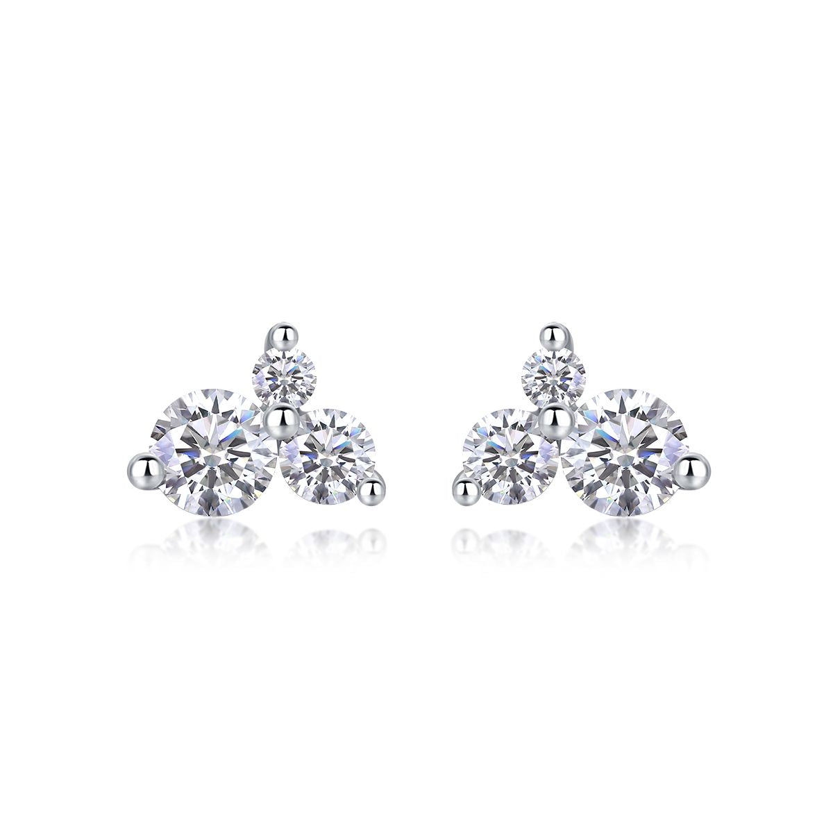 Waves-Set mit Moissanit 0.3 Karat S925 Sterlingsilber und platinbeschichtete Ohrstecker Modeschmuck Silberschmuck