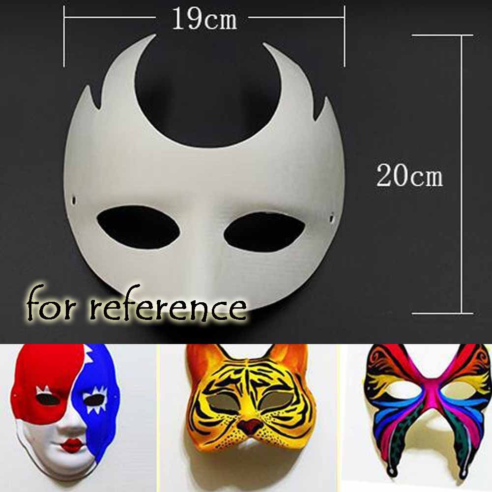 10er-Pack weiße leere Malerei-Augenmaske DIY Papiermaske für Halloween-Kostüme, Doppelhorn