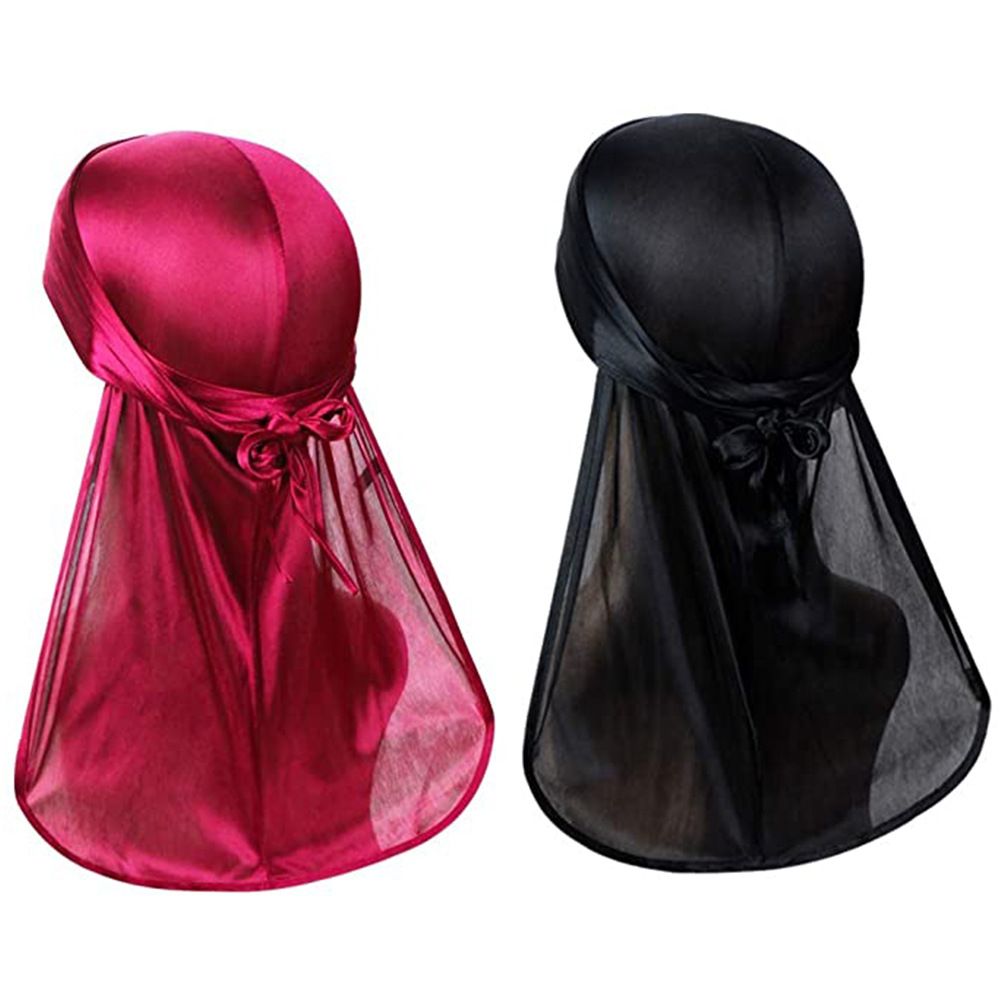 Seidige Durags für Herren und Damen 360 Waves mit 1 Wave Cap Seidiger Satin Durag Extra lange Bänder Feuchtigkeitsableitendes Gewebe Satin-Du-Rag