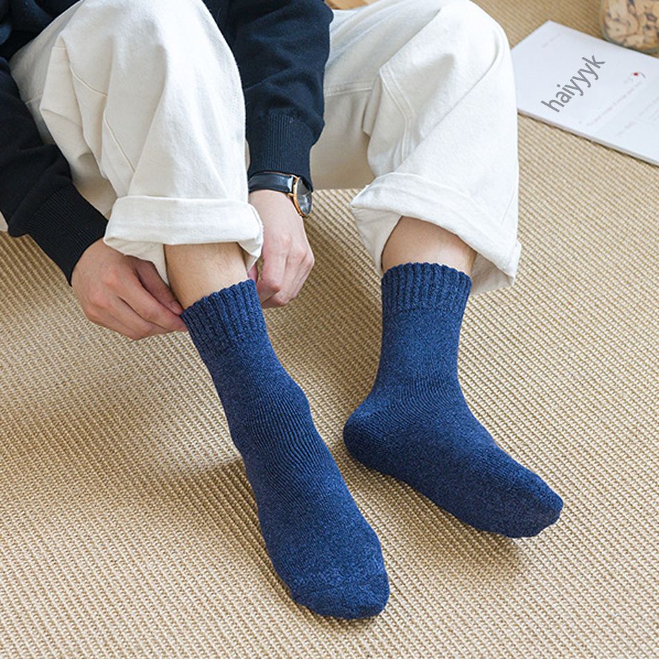 5 Paires Chaussettes Épaisses en Laine Homme Haute Qualité Serviette Garder au Chaud Chaussettes d'Hiver Coton Cadeau de Noël Chaussettes Pour Homme Thermique Taille 38-45