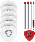 Lot de 6 têtes de rechange pour balai serpillère rotative O Cedar, têtes de balai serpillère rotative en microfibre, tête de balai serpillère anti-poussière facile à essorer à 360 degrés avec une base et un manche