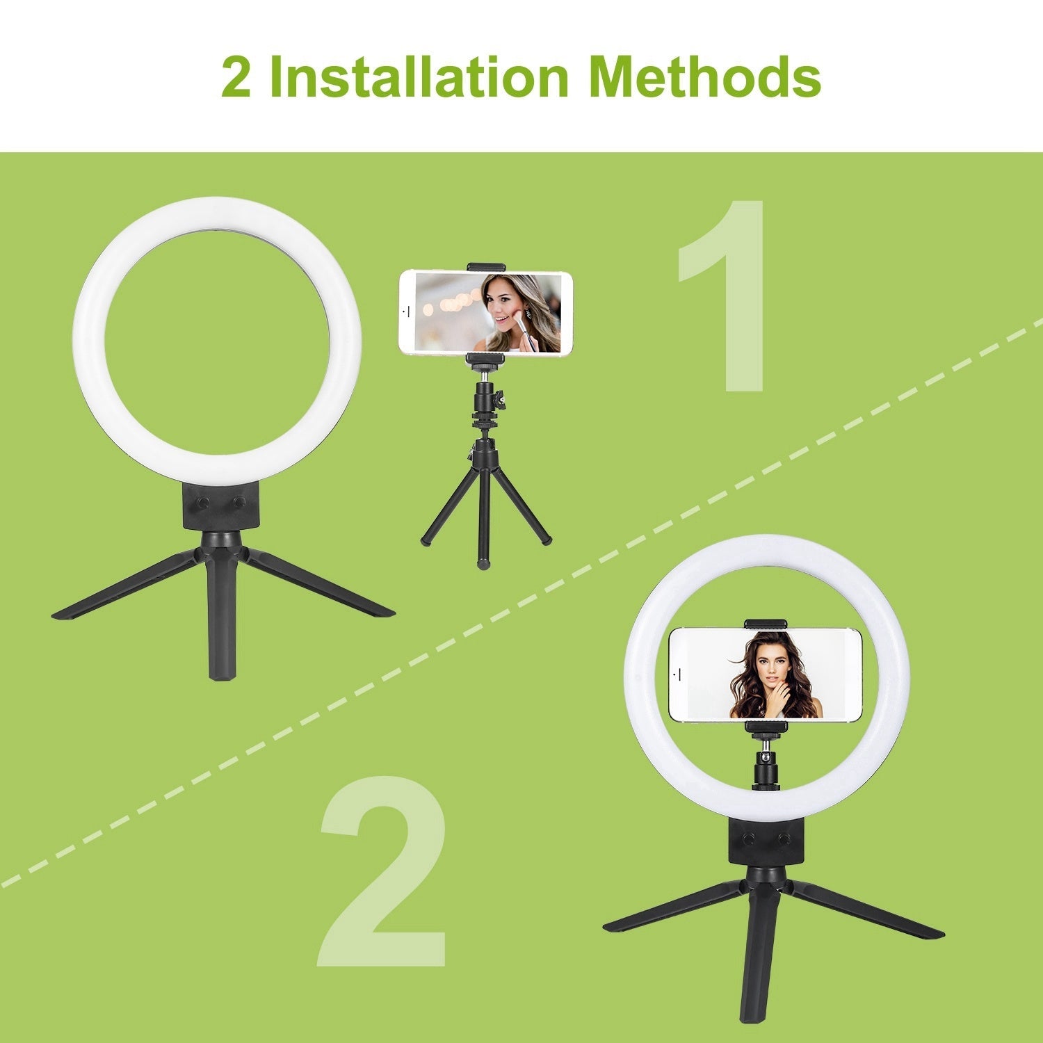 9" Dimmbare LED-Ringlampe mit Stativ, Telefon, Selfie-Kamera, Studio, Foto, Video, Make-up-Lampe