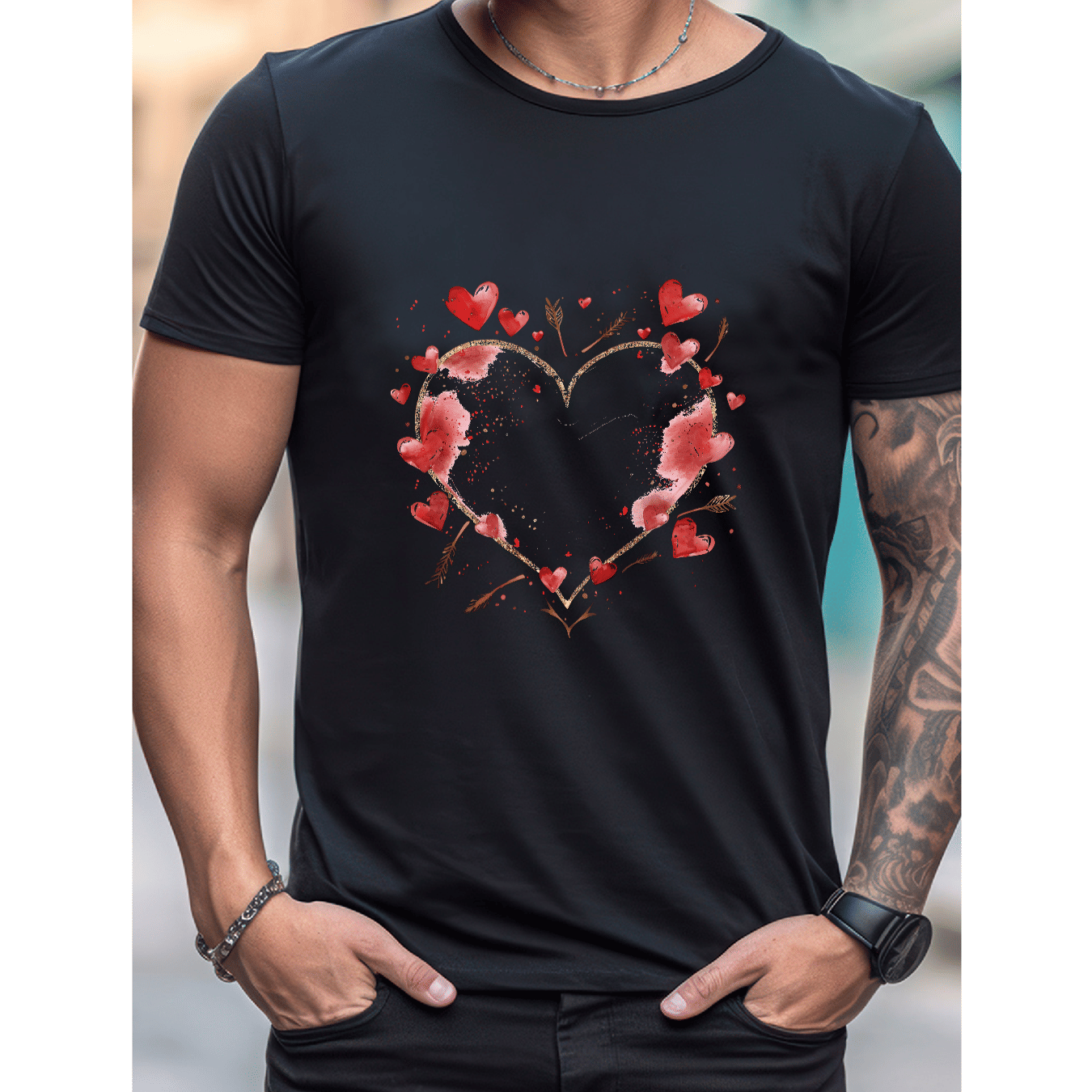 Stilvoll feiern mit diesem 100 % Baumwoll-Herren-T-Shirt zum Valentinstag