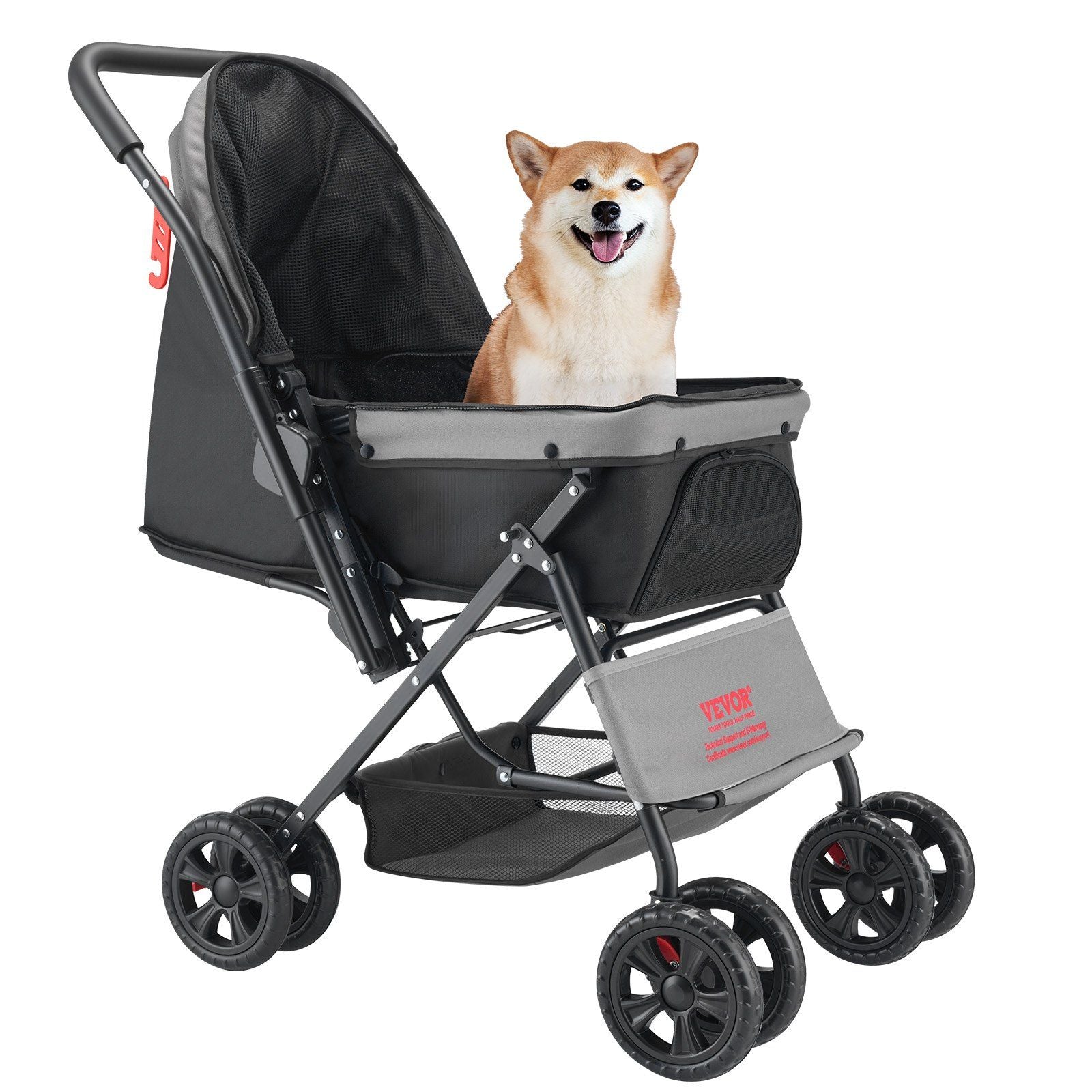Haustier-Buggy Faltbar 4 Räder Reise-Hundebuggy Wendegriff bis 20 kg