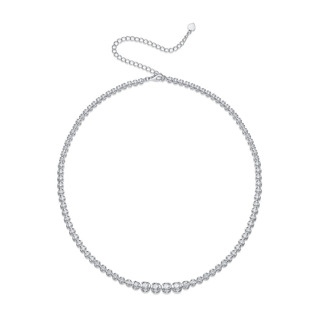 Im Namen des Lichts – Ein modisches und trendiges Schmuckset aus Halskette und Anhänger, besetzt mit Moissanit, S925 Sterlingsilber und platinbeschichtetem Diamanten