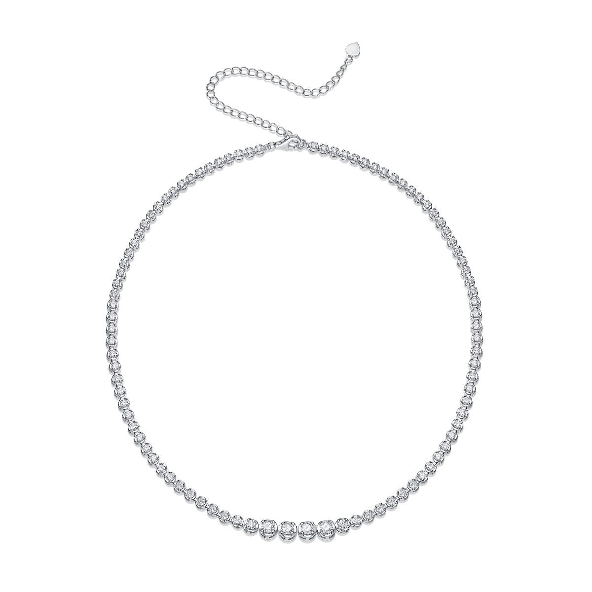 Im Namen des Lichts – Ein modisches und trendiges Schmuckset aus Halskette und Anhänger, besetzt mit Moissanit, S925 Sterlingsilber und platinbeschichtetem Diamanten