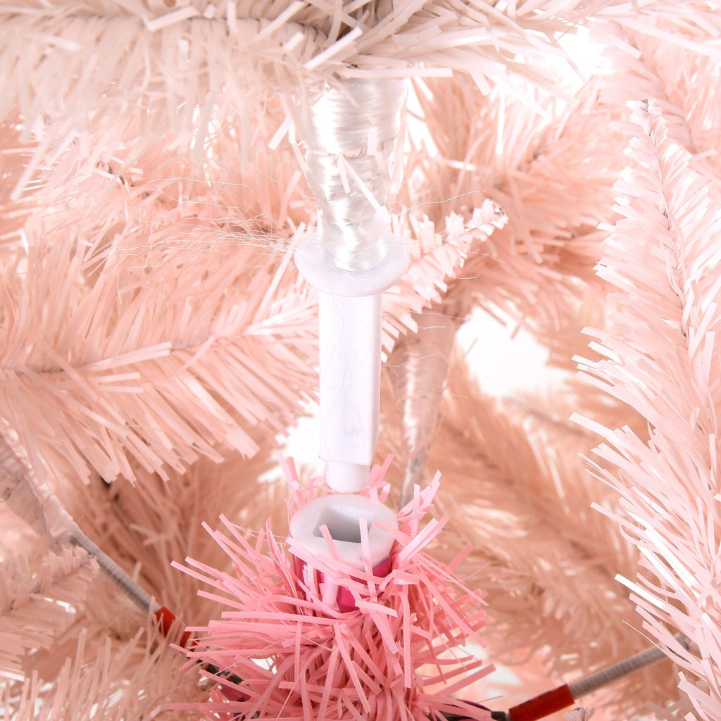 HOMCOM 150 cm Bleistift-Weihnachtsbaum, rosa Weihnachtsbaum mit 450 Zweigen und abnehmbarem Ständer, Weihnachtsdekoration für Hauspartys, Pink