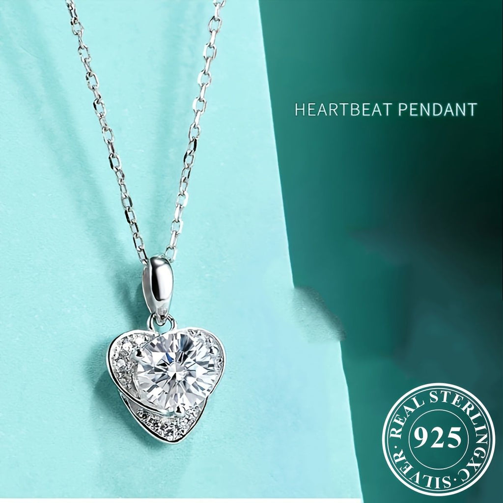 1 Stück Herz-Halskette 925er Silber Moissanit-Diamant