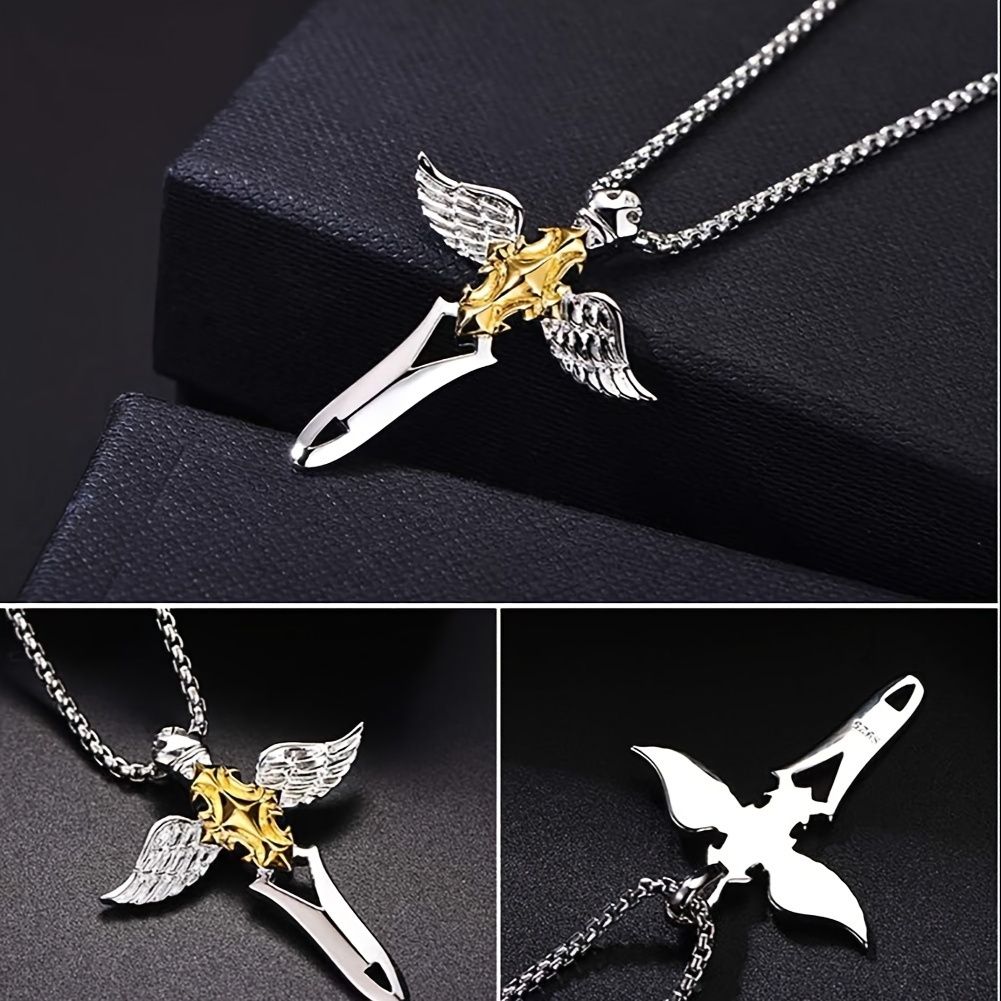1pcs men's vintage necklace, angel necklace, 925 silver
