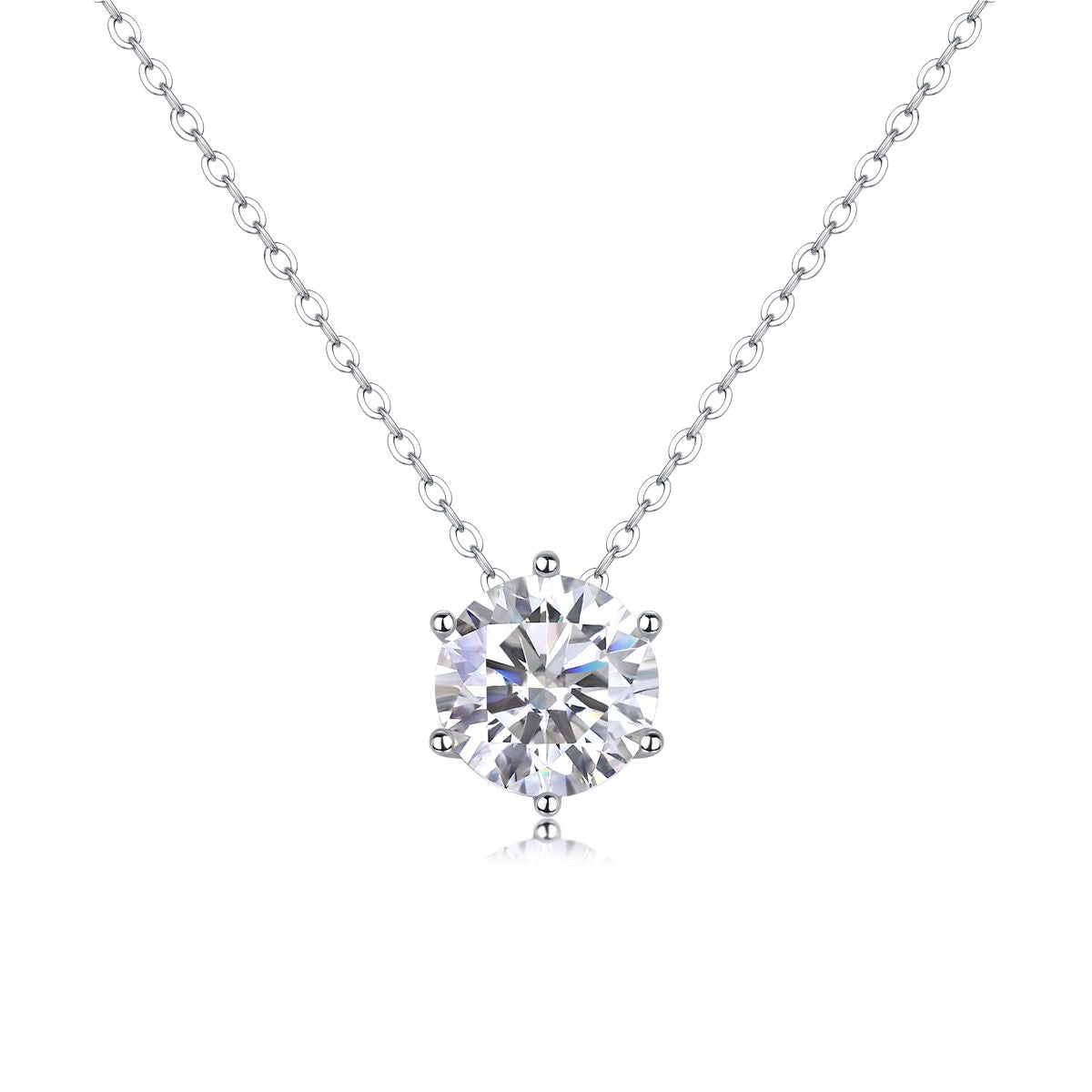 Rose d'Après-midi - Collier en Argent Sterling S925 Plaqué Platine avec Moissanite 1 Carat 2 Carats 3 Carats Pendentif Bijoux Diamant Tendance Mode