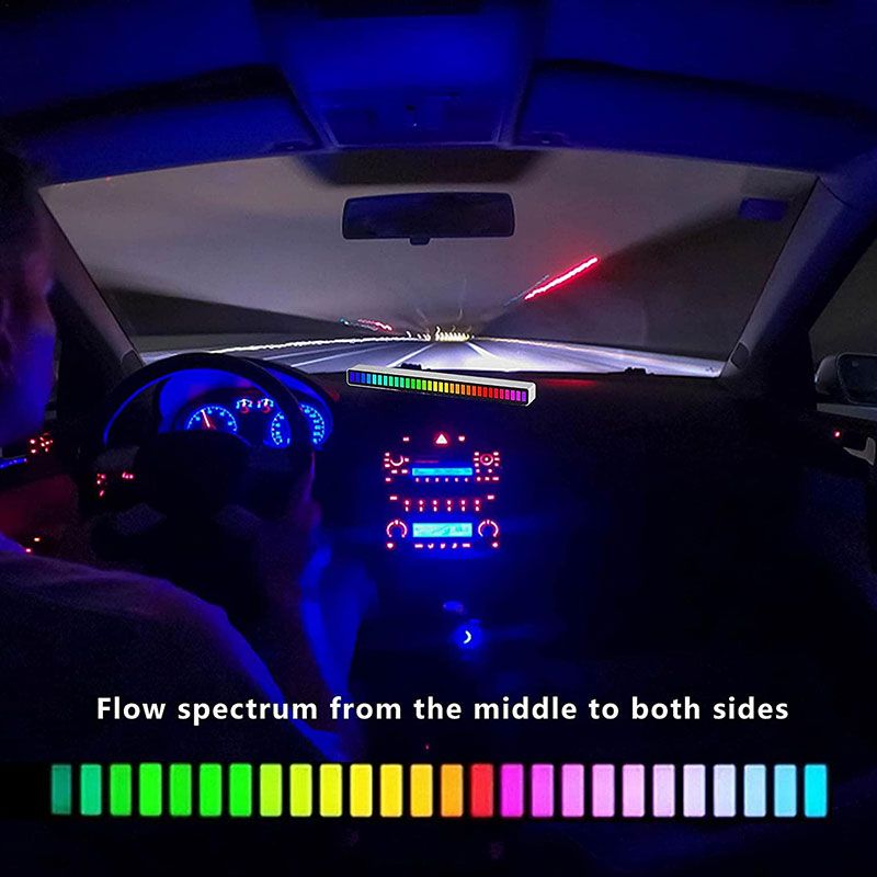Bande lumineuse LED RVB Contrôle sonore de la musique Lumière d'ambiance à capteur de rythme Veilleuses d'ambiance pour la décoration de bar, voiture, chambre, télévision et jeux