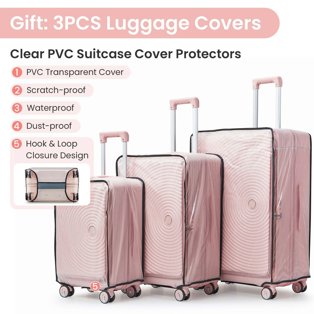 Ensemble de 3 valises (20/24/28), bagage cabine extensible avec serrure TSA approuvée par les compagnies aériennes, coque rigide 100 % PC, valise légère avec poche avant et roues pivotantes