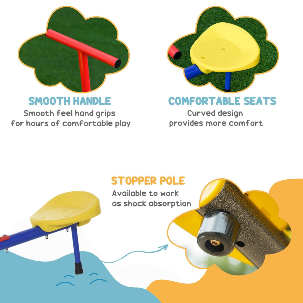 Outsunny Balançoire à bascule pour enfants, avec rotation à 360°, 4 places, équipement de jeu d'extérieur pour jardin, garçons et filles de 3 à 8 ans