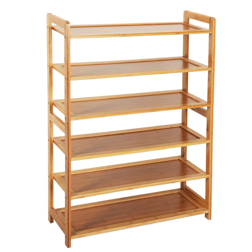6-stufiges Holz-Bambusregal, Eingangsbereich, Aufbewahrung, Schuhregal, Möbel