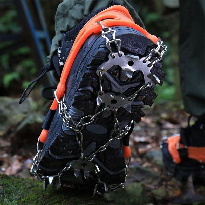 1 Paar Outdoor Eiskralle rutschfeste Überschuhe Wanderschuhkette Edelstahl rutschfester Schnee Klettern Anti-Sturz Schuhketten