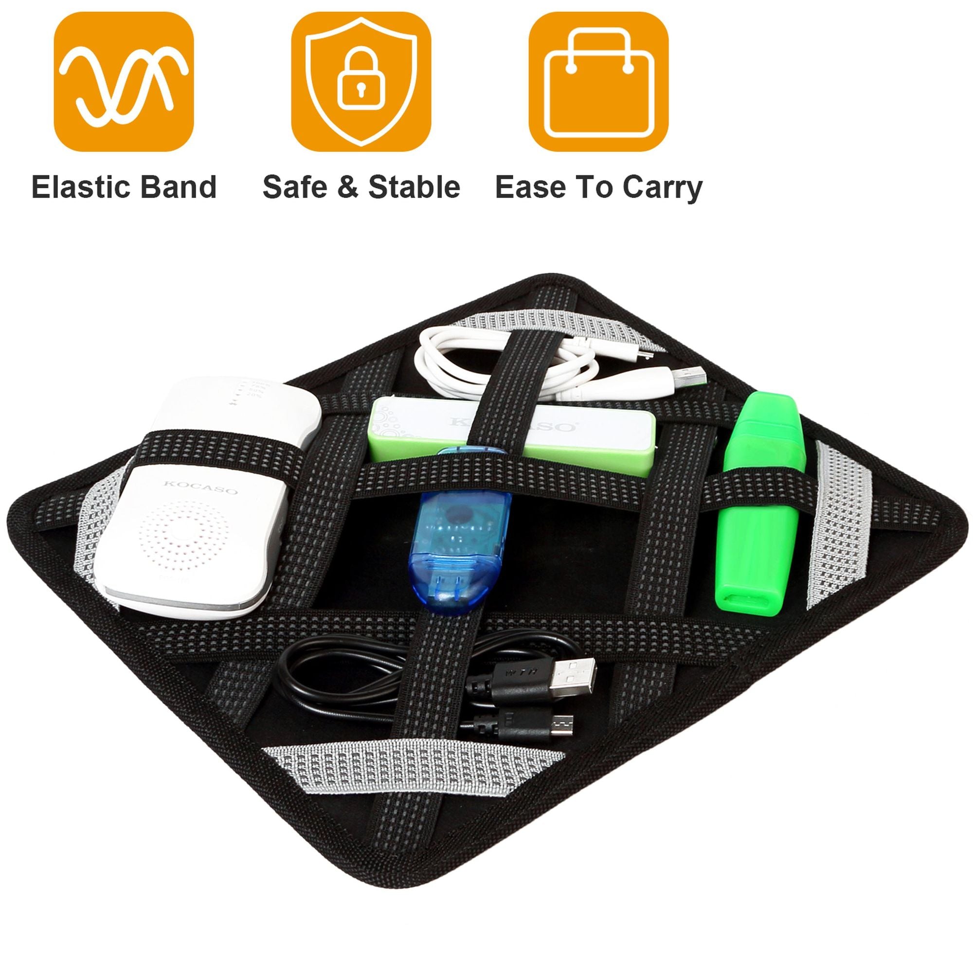 Tablet-Hüllen-Organizer, Gummiband-Tablettasche für 9,7-Zoll-Tablets mit doppelseitigem Design für Maus, Kopfhörer und Karten