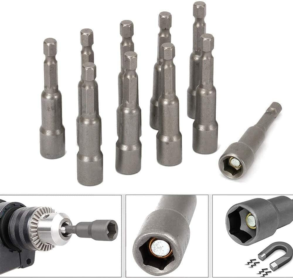 6mm-19mm Schlagschrauber-Stecknuss Magnetischer Nuss-Schraubendreher 1/4 Sechskantsatz Bohreradapter für Bohrmaschinen Schlagschrauber Steckschlüssel-Set