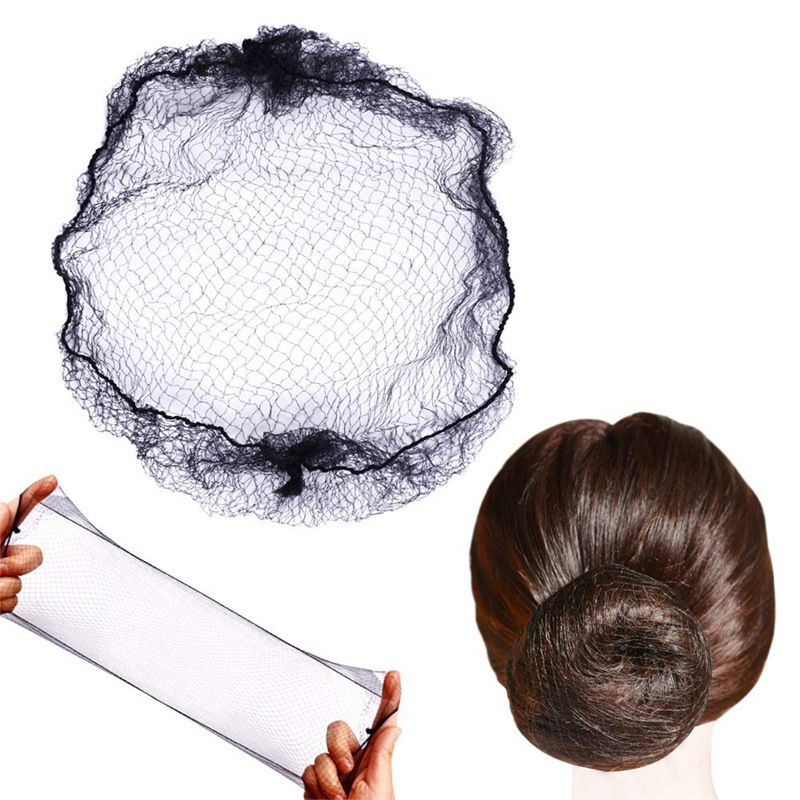 60cm 70cm 80cm 100cm Weiches elastisches Nylon-Haarnetz für Sternen-Tanzaufführungen, Dutt, Haarverlängerungen, Webmütze, schwarze unsichtbare Haarnetze