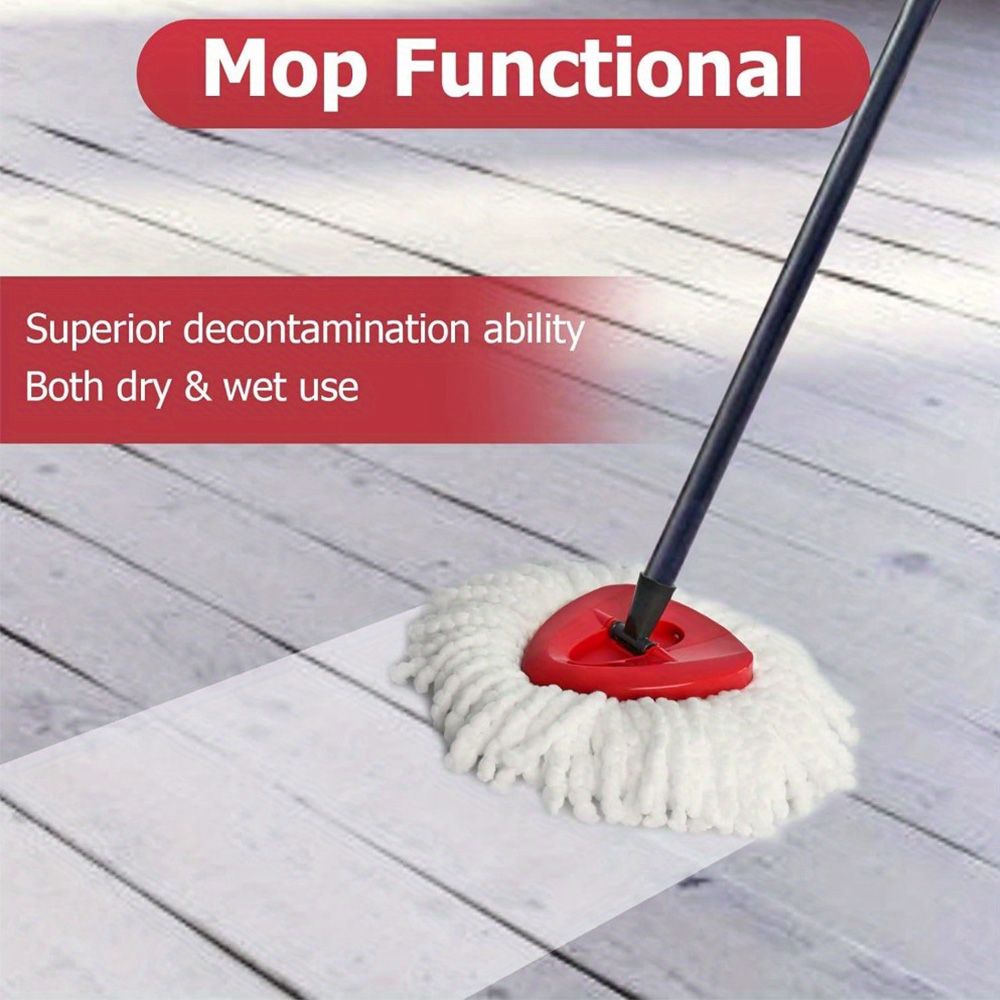 Lot de 6 têtes de rechange pour balai serpillère rotative O Cedar, têtes de balai serpillère rotative en microfibre, tête de balai serpillère anti-poussière facile à essorer à 360 degrés avec une base et un manche