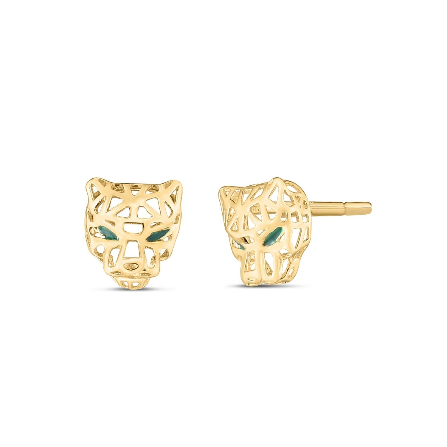 Ohrstecker mit Pantherkopf aus 14k Gelbgold