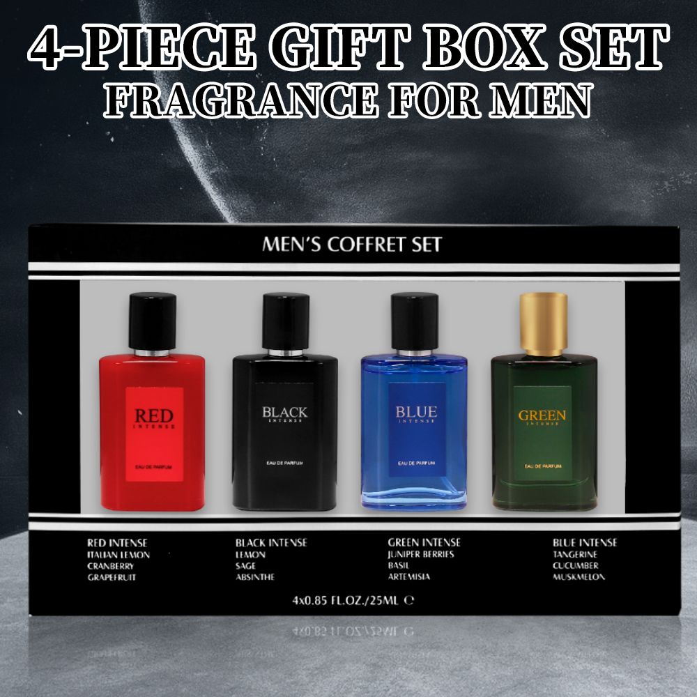 4-teiliges Set, Herren Eau De Toilette Spray Geschenkbox, Lang anhaltender Duft, 4 verschiedene Aromen, 25ml/Flasche, Valentinstag und andere Festlichkeiten