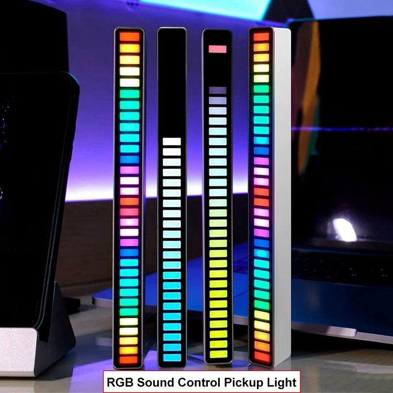 Bande lumineuse LED RVB Contrôle sonore de la musique Lumière d'ambiance à capteur de rythme Veilleuses d'ambiance pour la décoration de bar, voiture, chambre, télévision et jeux